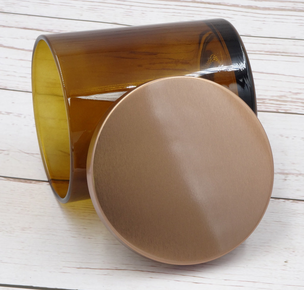 Luxury Glass Candle Jars with Lids for Making Candles, Wholesale (12 Jars - Amber Colour)