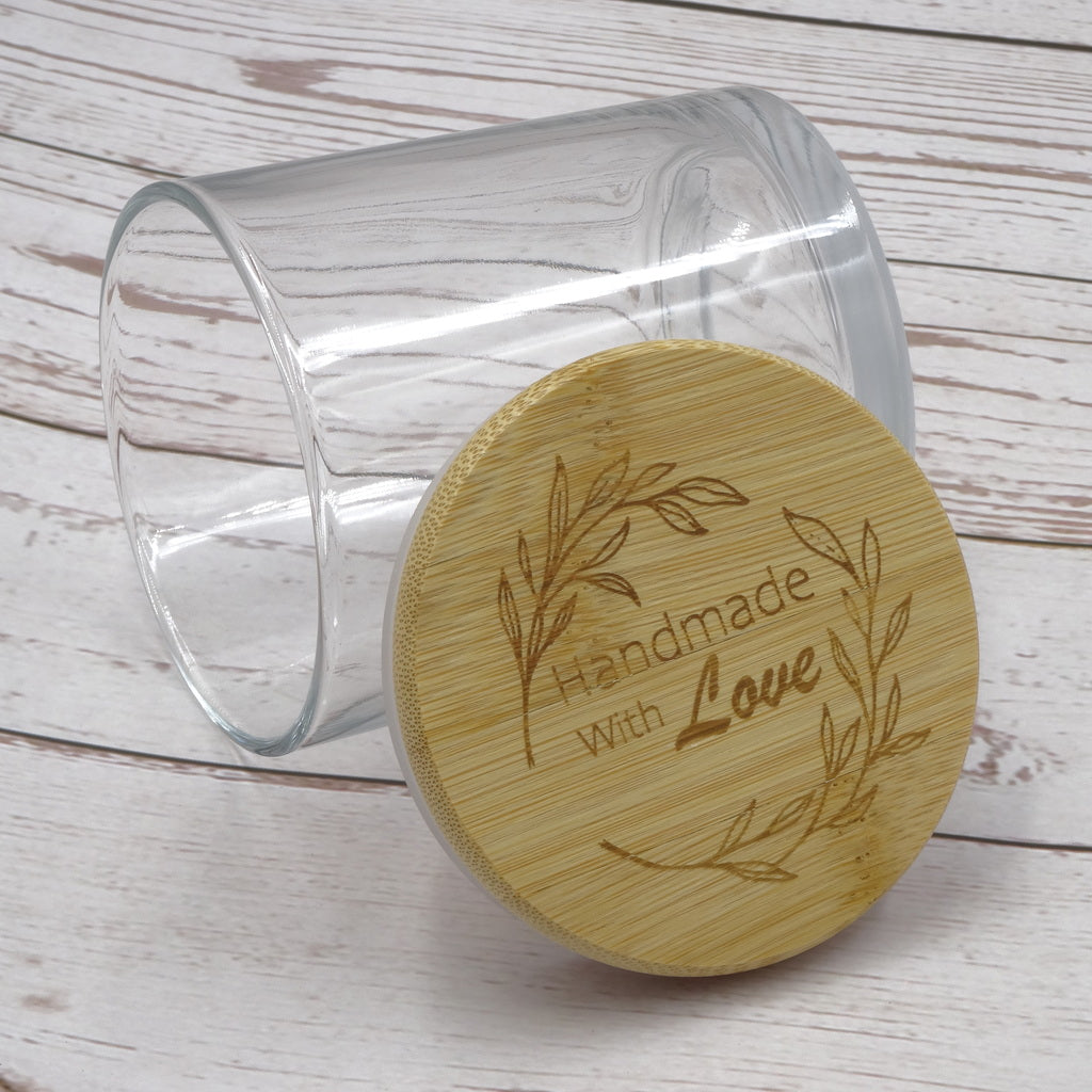 Luxury Glass Candle Jars with Bamboo Lids for Making Candles, Wholesale (12 Jars - Clear)