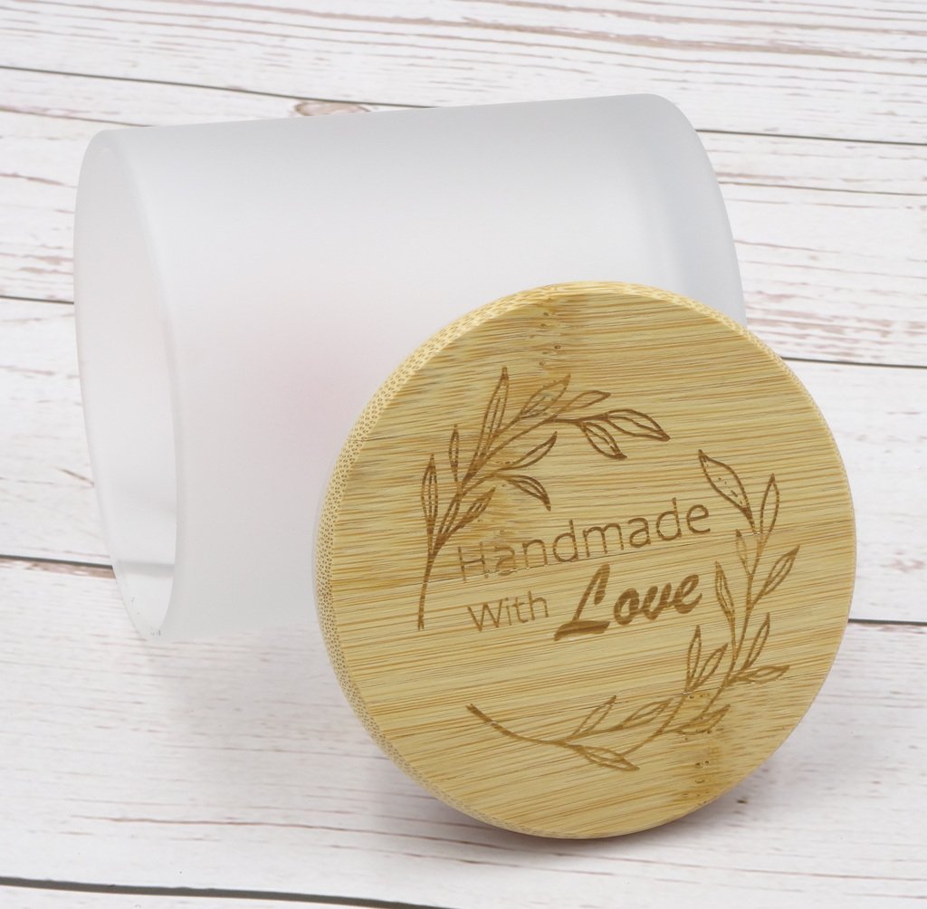 48 Pcs Luxury Glass Candle Jars with Bamboo Lids for Making Candles, Wholesale (Frosted)